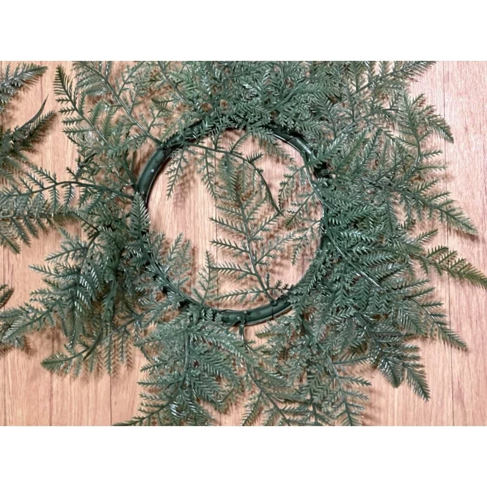 Vintage Plastic Fern Foliage Candle Rings Set of 4 Artificial Greenery